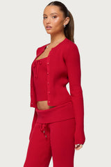 Adannah Ribbed Knit Button Up Cardigan