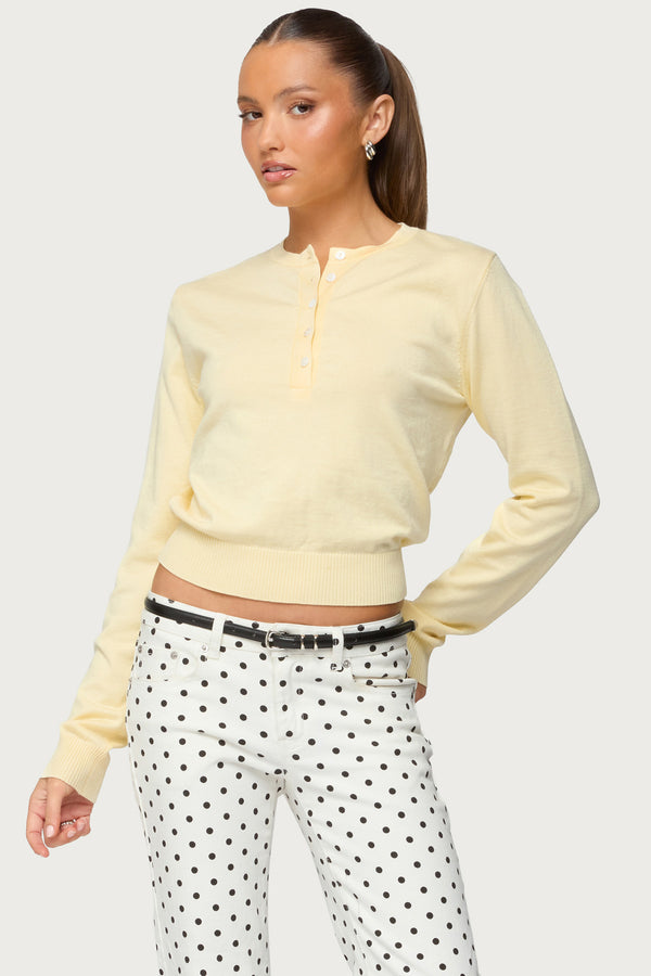 Yolana Henley Light Knit Sweater view 1