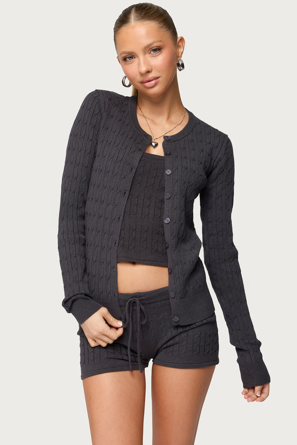 Nella Cable Knit Button Up Cardigan view 1