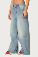 Skater Girl Washed Low Rise Baggy Jeans