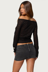 Alef Sheer Lace Off Shoulder Top
