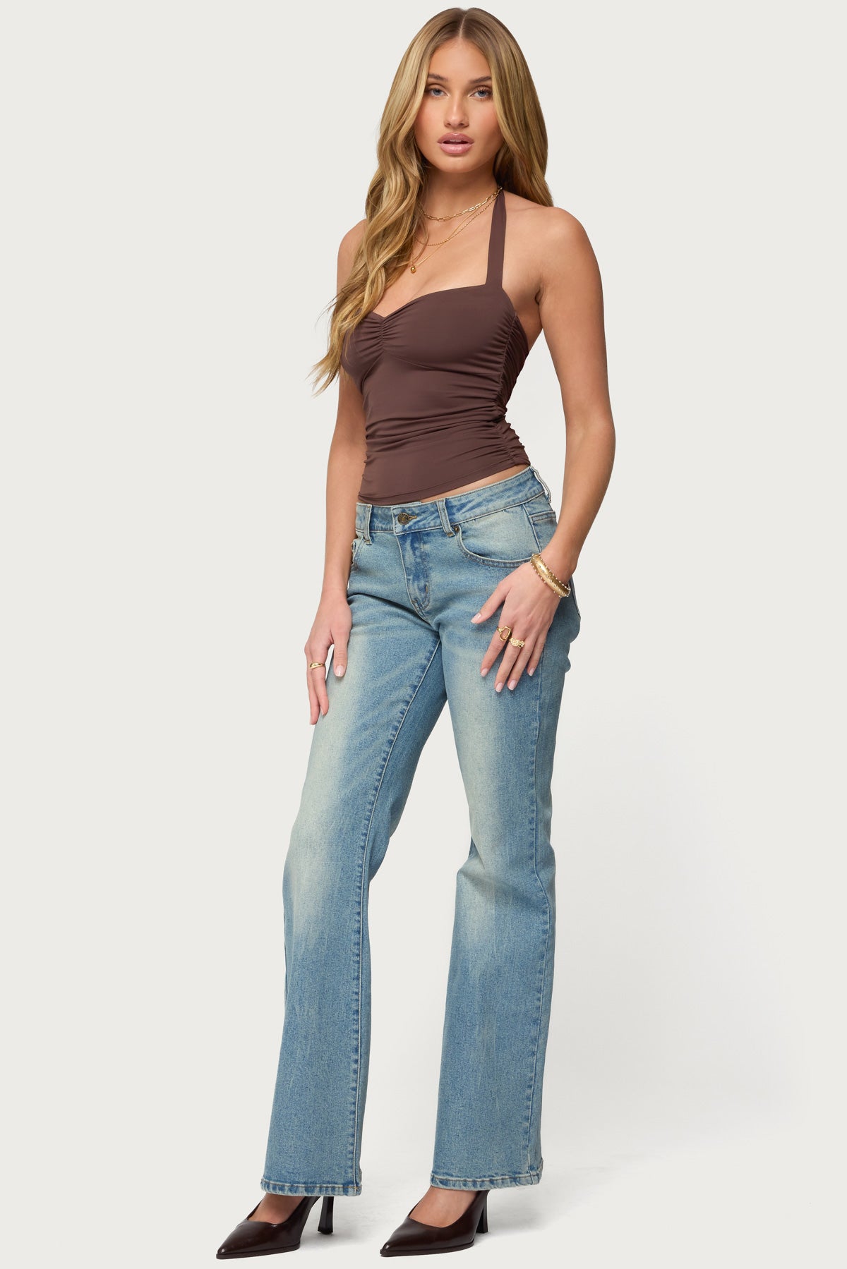 Anael Ruched Halter Top