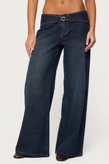 Briah Belted Low Rise Wide Leg Jeans