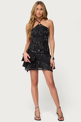Adria Bead & Sequin Mini Dress