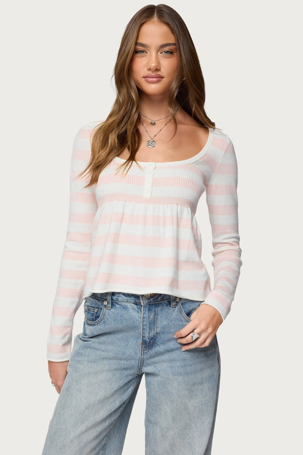 Lockie Striped Knit Babydoll Top view 1