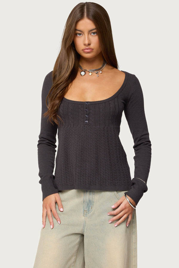 Jaylah Cable Knit Babydoll Top view 1