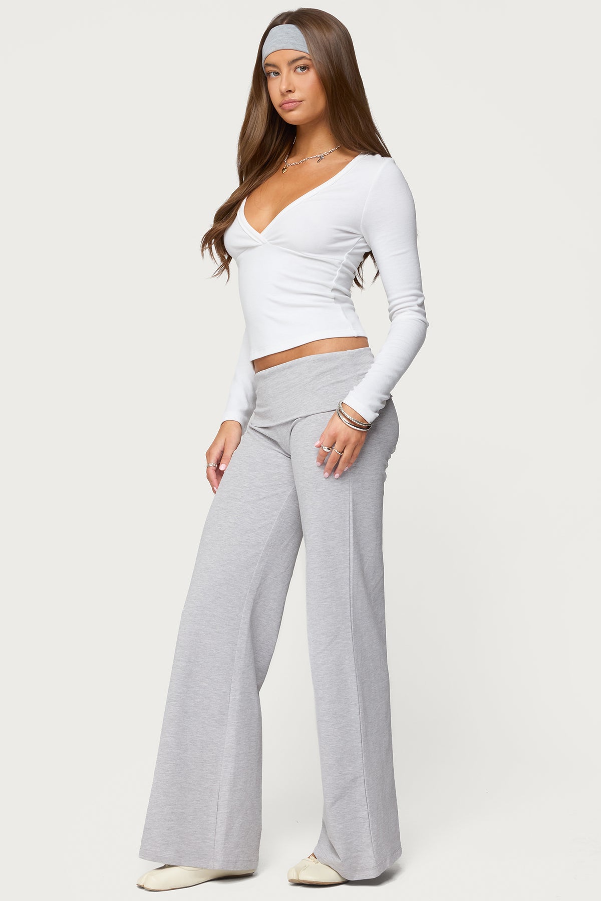 Wide Leg Foldover Pants