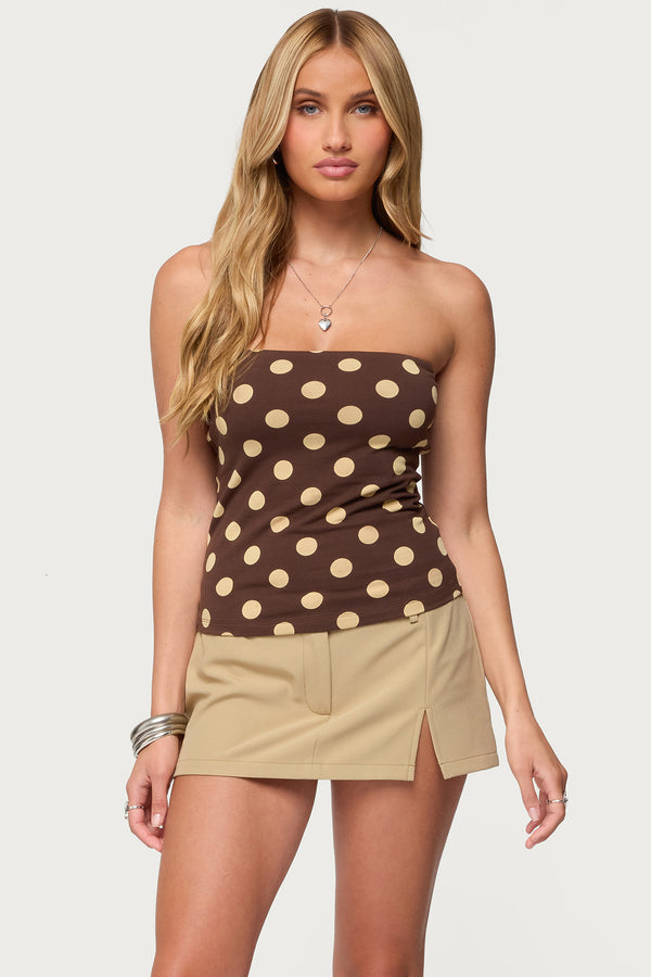 Polka Dot Built In Bra Tube Top view 1