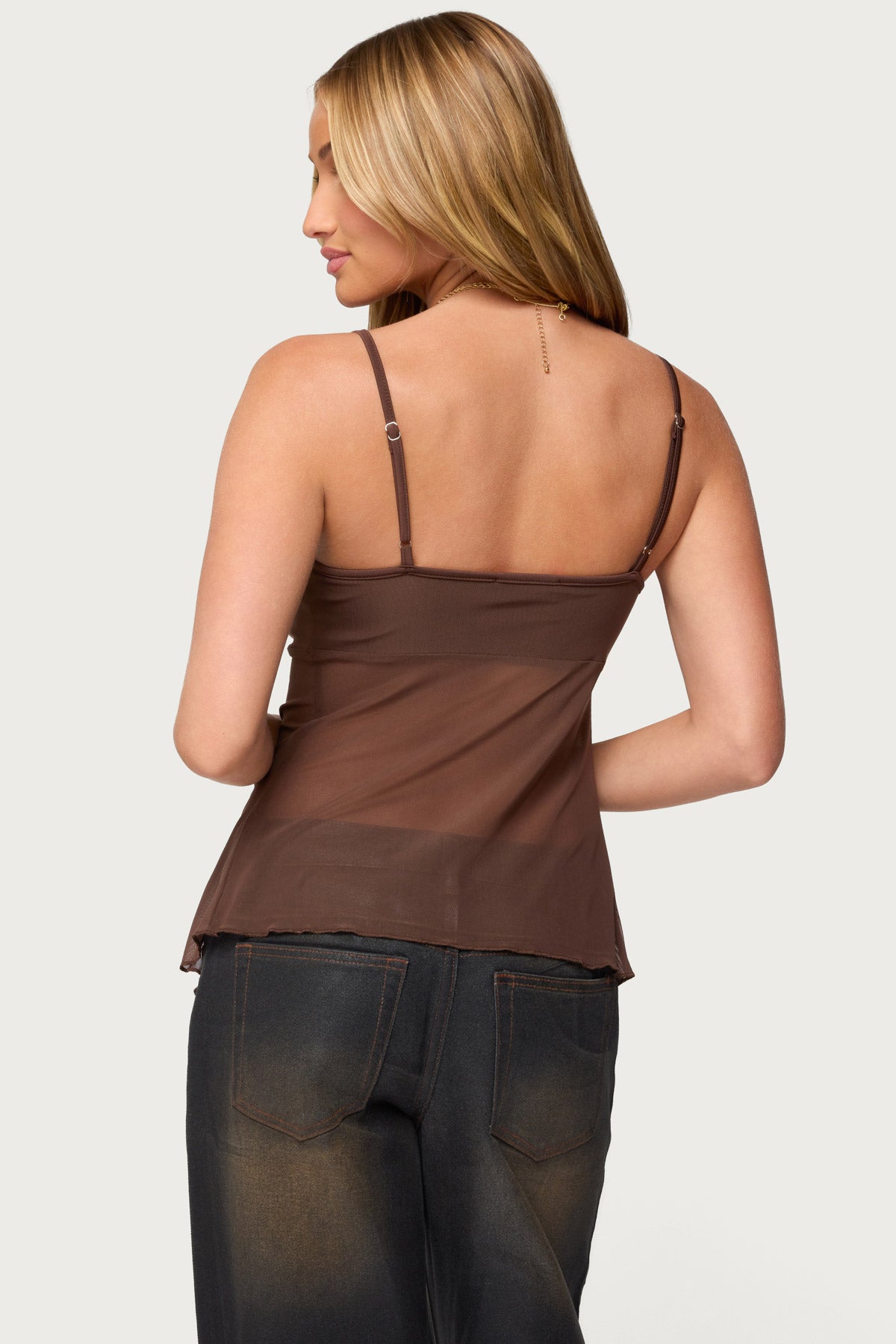 Reeve Split Front Sheer Mesh Top