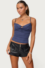 Layered Bra Cowl Neck Top