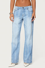 Tera Striped Low Rise Straight Leg Jeans