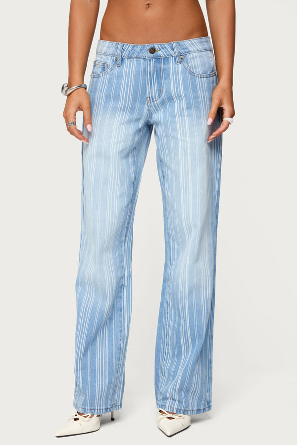 Tera Striped Low Rise Straight Leg Jeans view 2