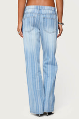 Tera Striped Low Rise Straight Leg Jeans
