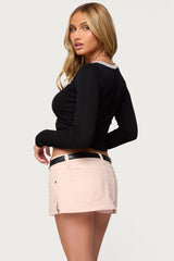 Contrast Lacey Long Sleeve Top