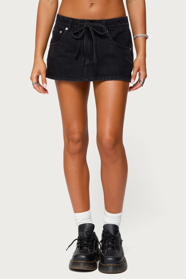 Ziggie Tie Front Denim Mini Skort view 2