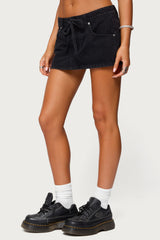 Ziggie Tie Front Denim Mini Skort