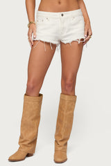 Frayed Vintage Washed Denim Shorts