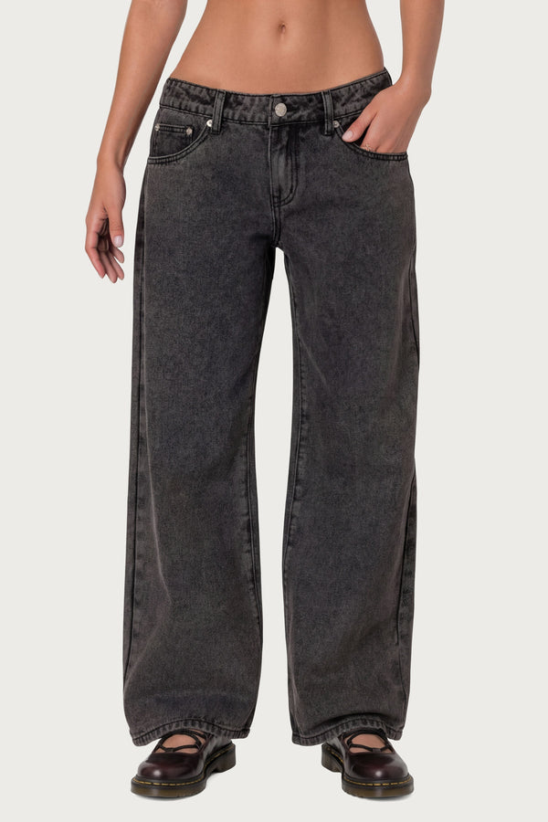 Petite Raelynn Washed Low Rise Baggy Jeans view 2