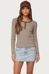 Roma Striped Henley Top