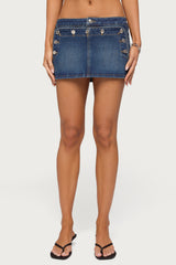 Fridie Buttoned Denim Mini Skort