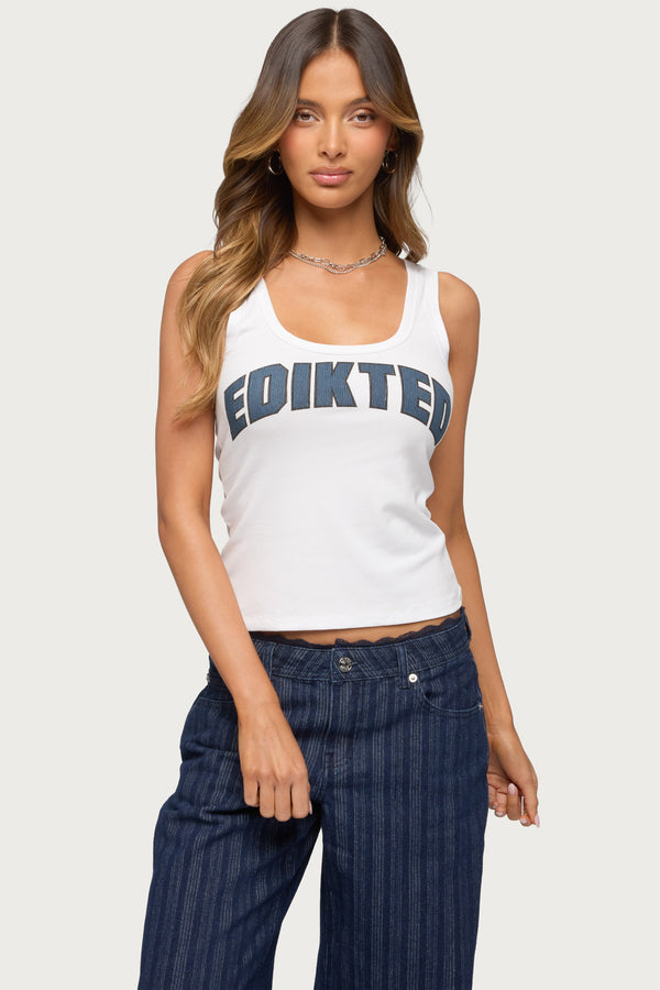 Edikted Girly Ribbed Tank Top view 2