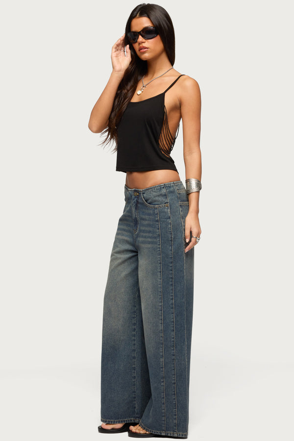 Donia Cutout Beaded String Tank Top view 1