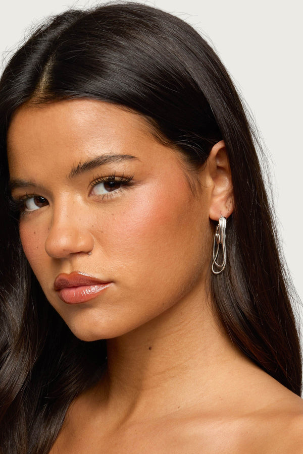 Dangling Chain Hoop Earrings view 1