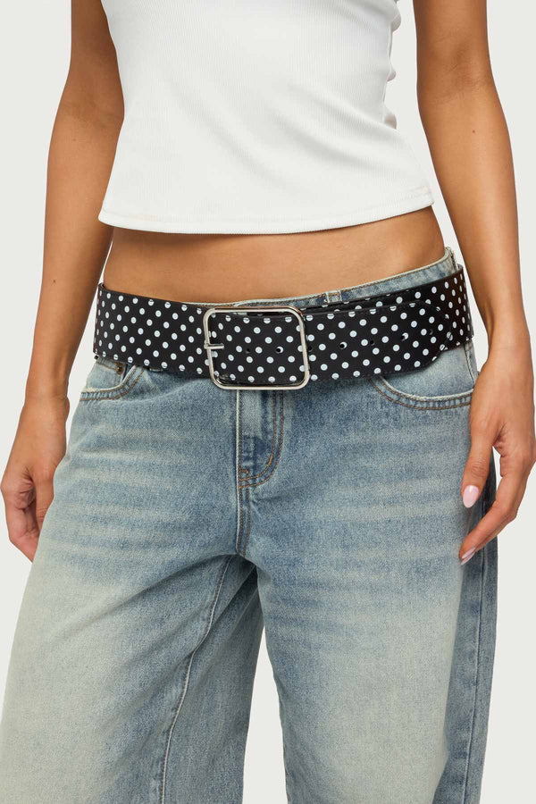 Chunky Polka Dot Faux Leather Belt view 1