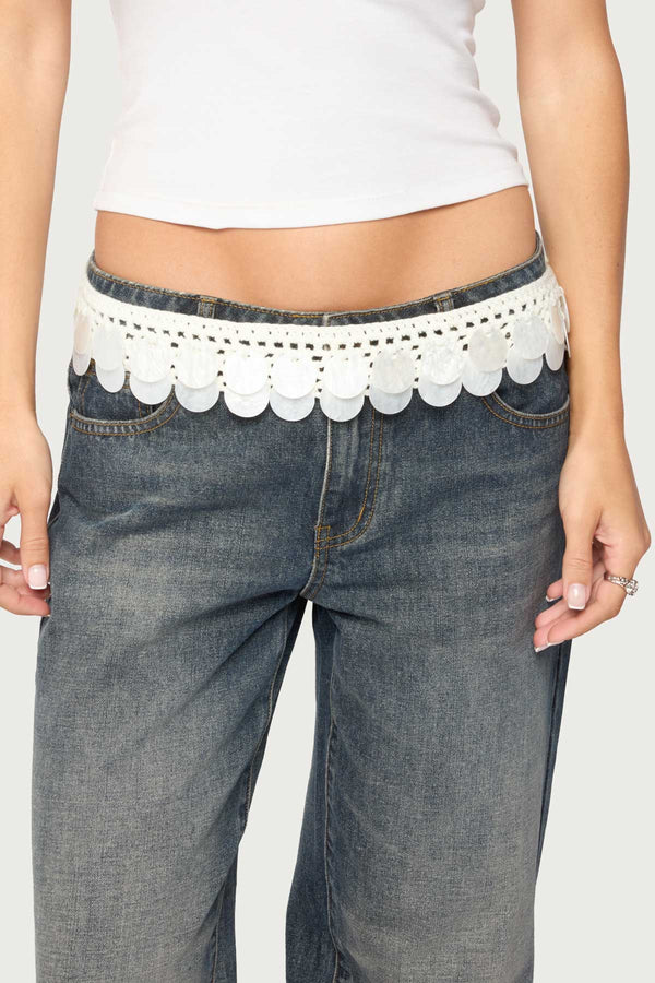 Iridescent Disk Crochet Tie Belt view 1