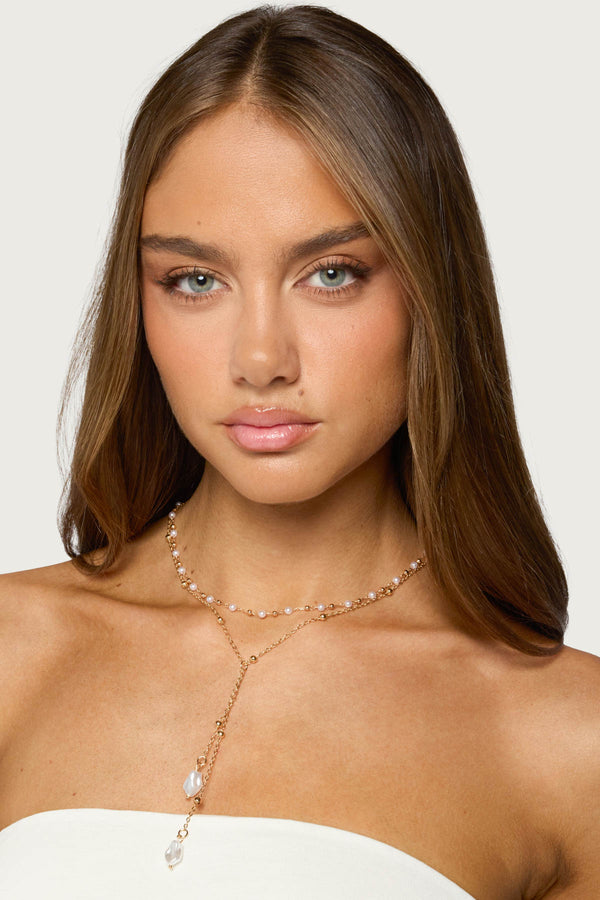 Faux Pearl Cascading Necklace Set view 1