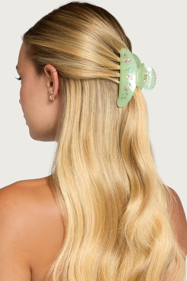 Floral Rhinstone Claw Clip view 1