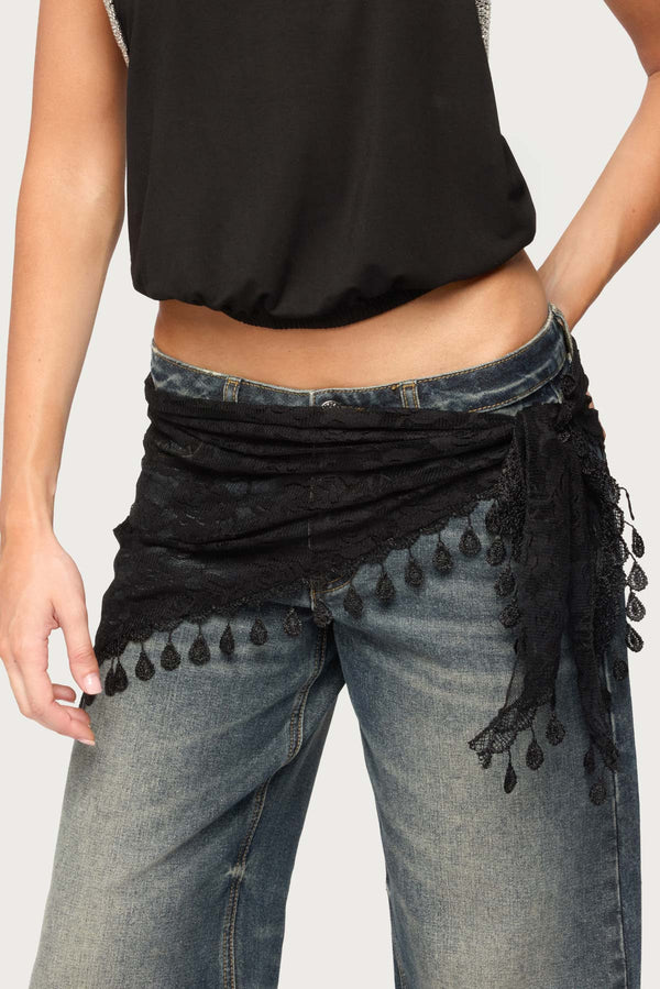 Lover Floral Sheer Lace Waist Scarf view 1