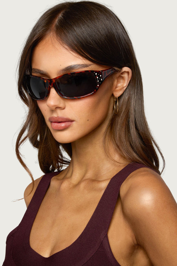 Lindia Rhinestone Rectangle Sunglasses view 1