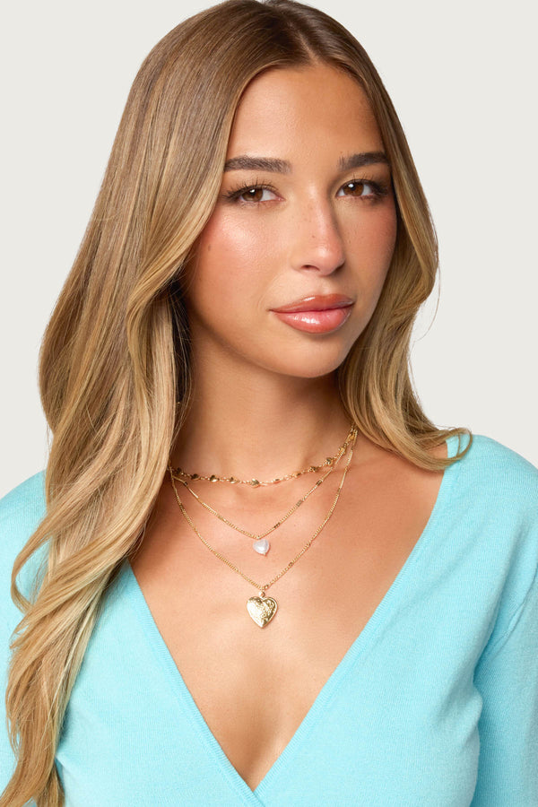 Love Heart Pearly Layered Necklace view 1