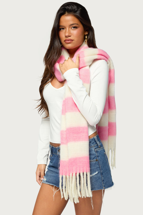 Striped Fringe Scarf view 1