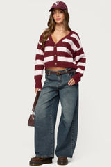 Kaz Striped Knit V Neck Cardigan