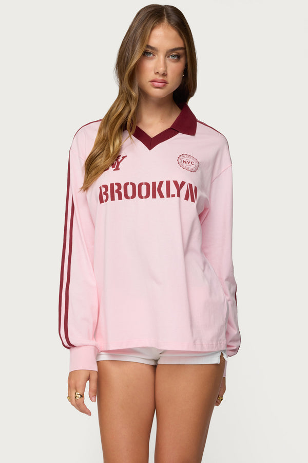 Brooklyn Contrast Oversized Rugby Shirt view 2