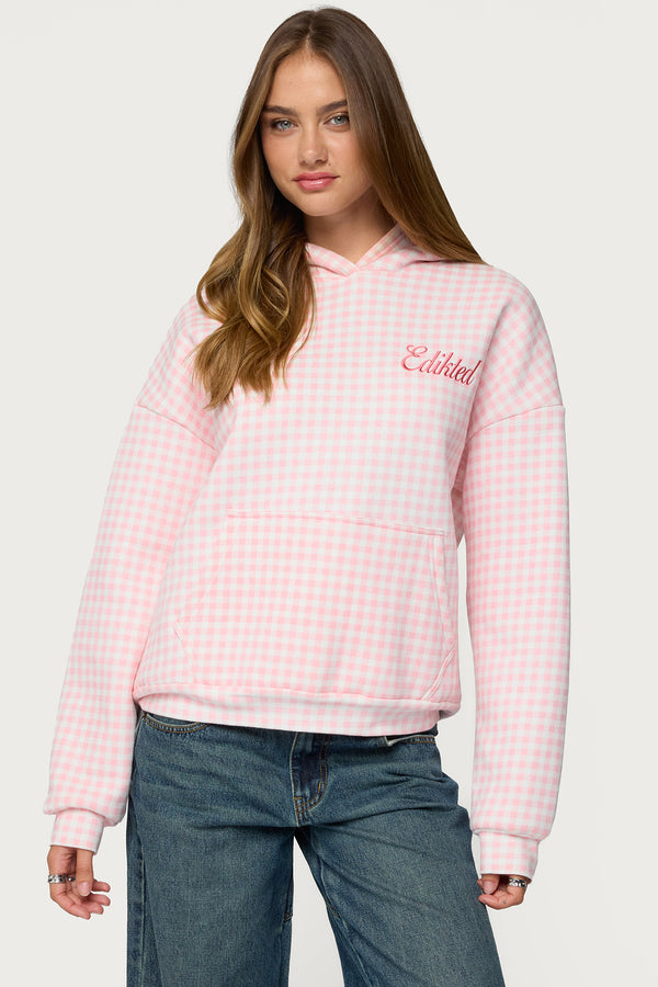 Edikted Gingham Oversized Hoodie view 1