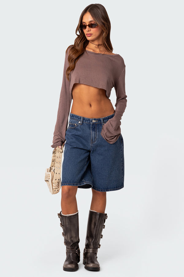 Sheer Raw Hem Crop Top view 2