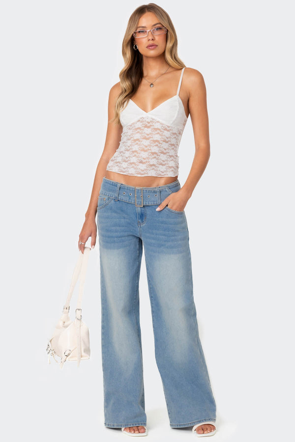 Eira Sheer Lace Tank Top view 2