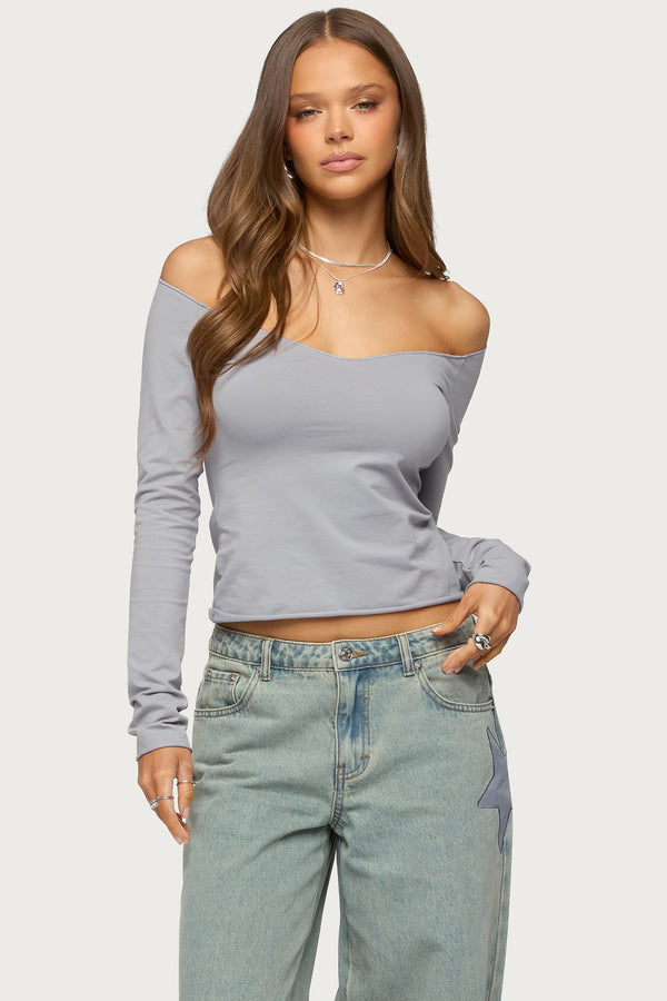 Nattie Off Shoulder V Neck Top view 1