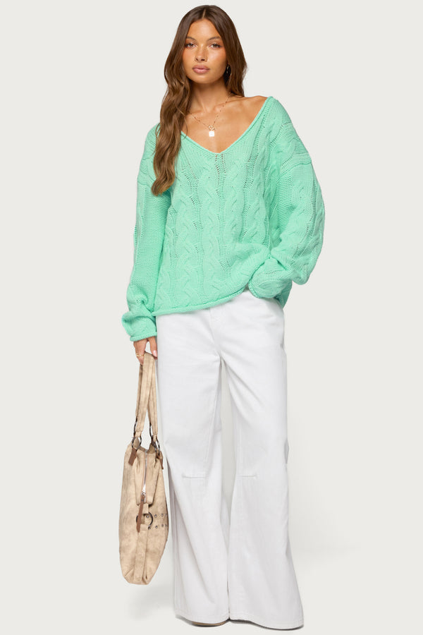 Inga Oversized Cable Knit Sweater view 2