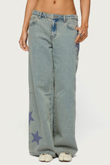Trish Stars Low Rise Baggy Jeans