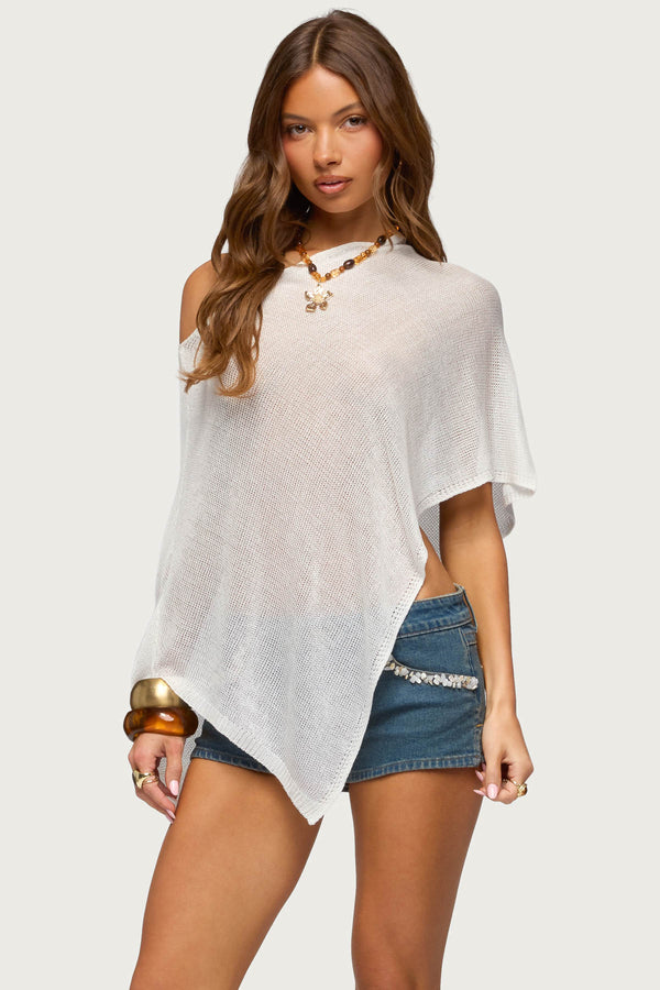 Azalia Asymmetric Knit Poncho view 1