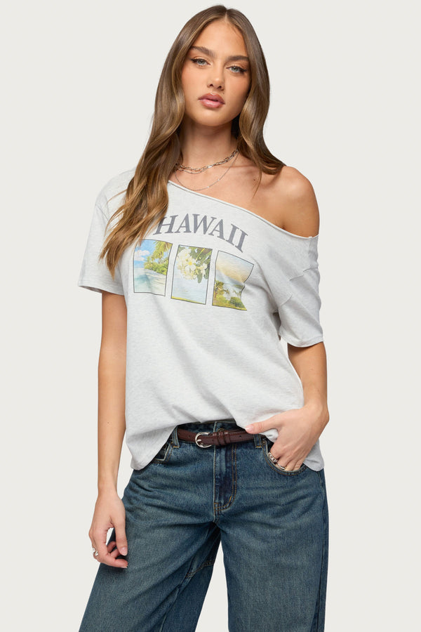 Hawaiian Babe Off Shoulder T Shirt view 1