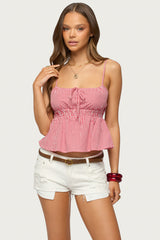 Zahara Gingham Babydoll Top