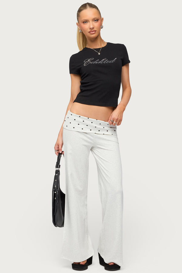 Petite Reeva Polka Dot Foldover Pants view 1