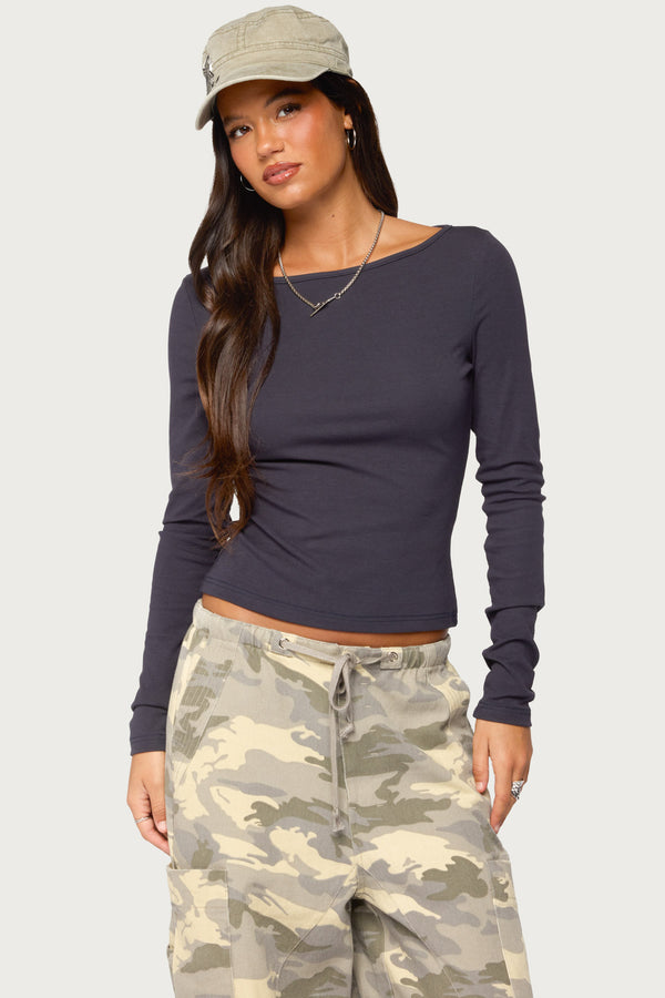 Savi Boat Neck Long Sleeve Top view 1