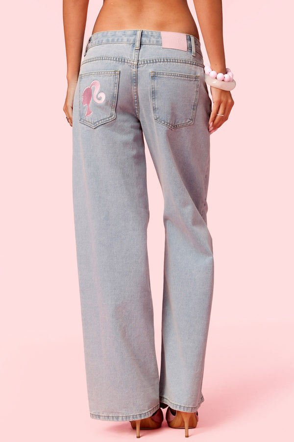 Embroidered Barbie™ Low Rise Baggy Jeans view 2