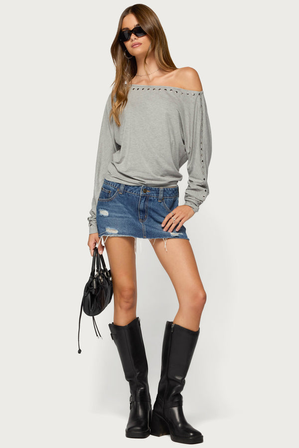 Paola Off Shoulder Stud Top view 2